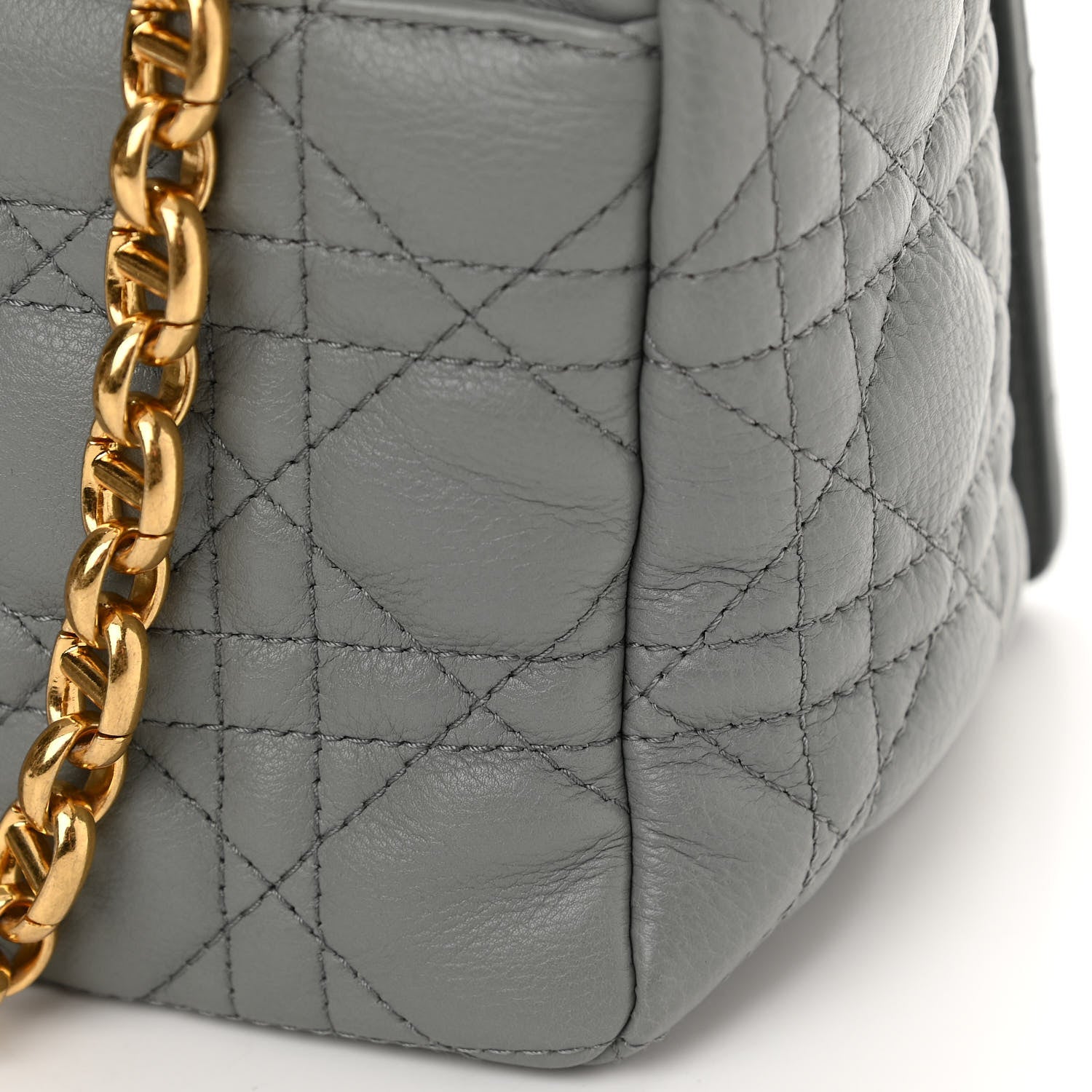 Christian Dior Lambskin Cannage Large Caro Bag Grey Stone 11 of 12