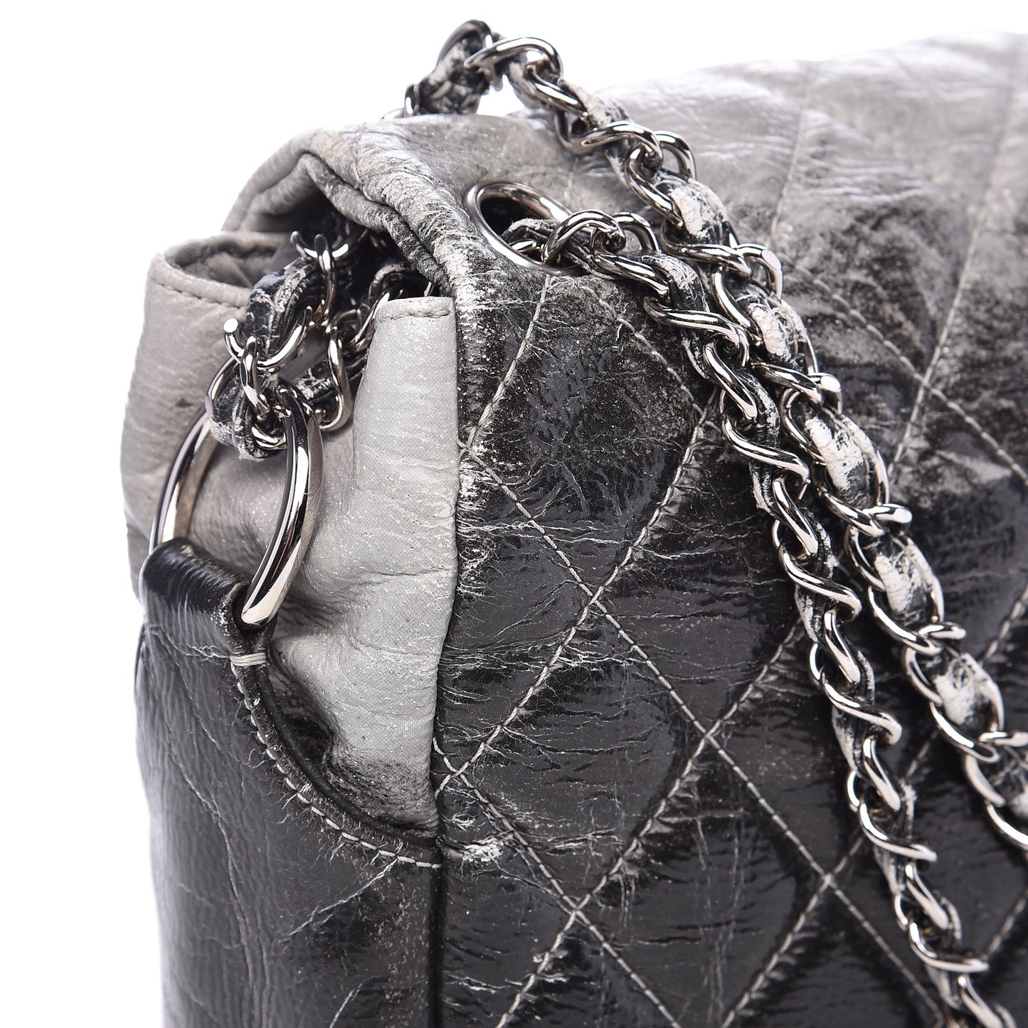 Vinyl Quilted Jumbo Melrose Degrade Flap Black