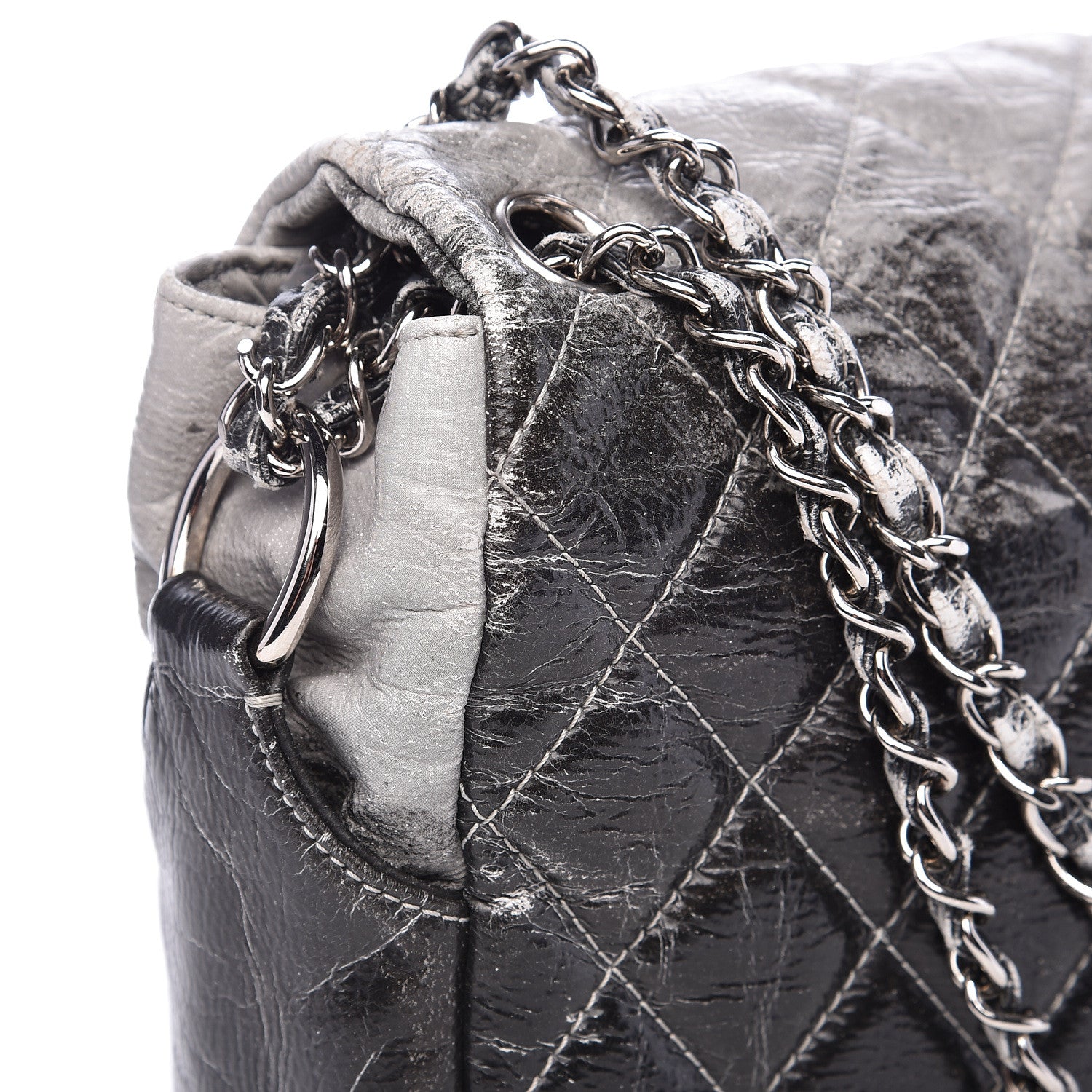 Chanel Vinyl Quilted Jumbo Melrose Degrade Flap Black 13 of 19