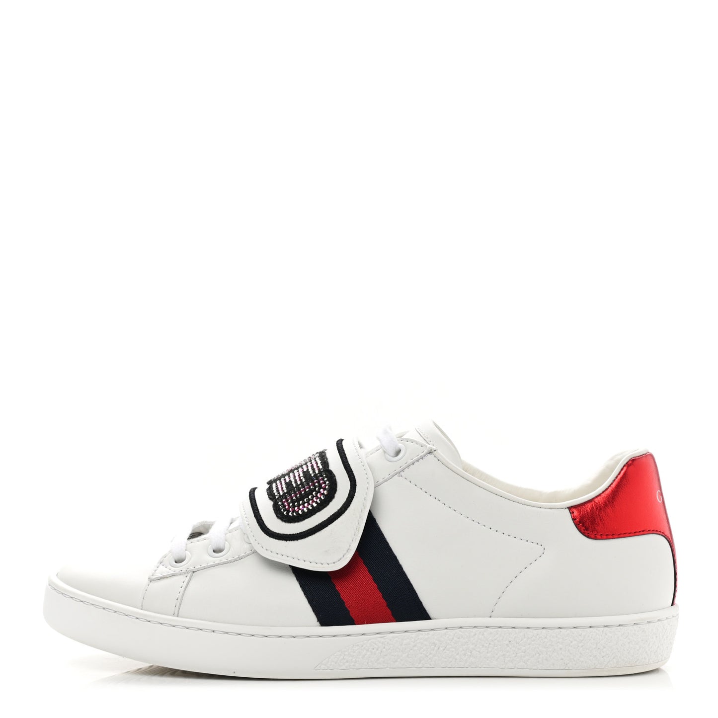 Calfskin Ayers Web Crystal LOVED Womens New Ace Sneakers 38 White