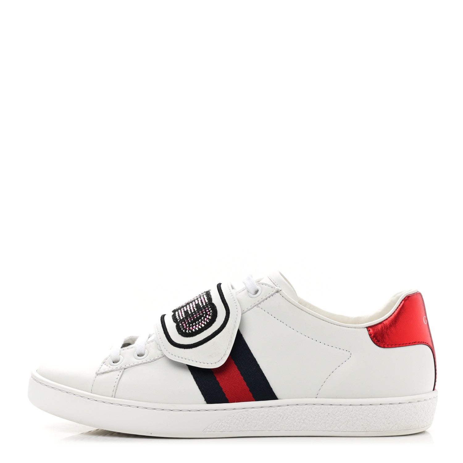 Gucci Calfskin Ayers Web Crystal LOVED Womens New Ace Sneakers 38 White 1 of 12