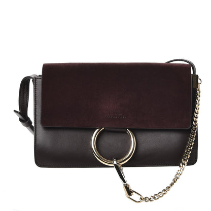Chloe Suede Calfskin Small Faye Shoulder Bag Carbon Brown 1 of 8