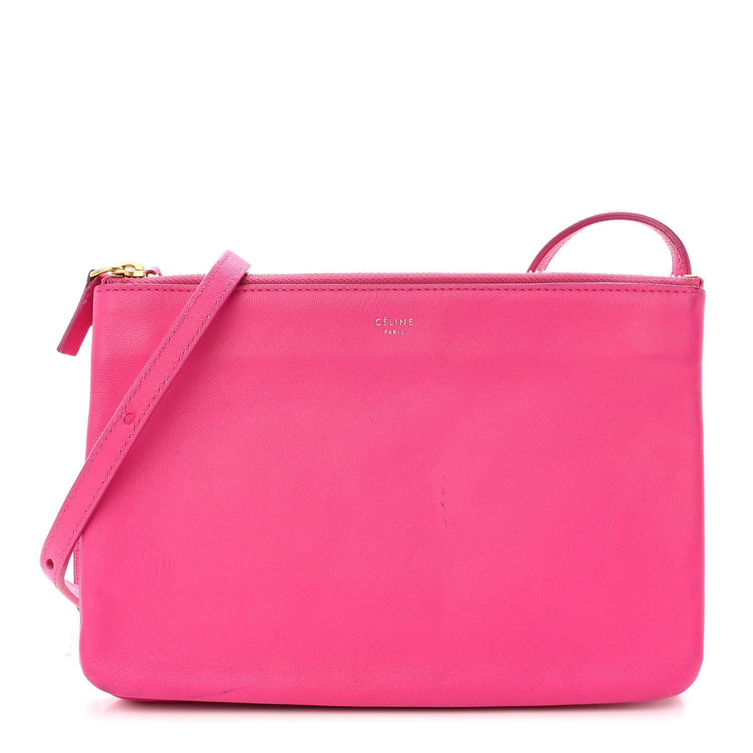Celine Lambskin Small Trio Crossbody Bag Fluo Fuchsia 1 of 14