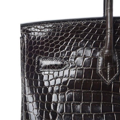 Hermes Shiny Porosus Crocodile Birkin 35 Graphite 26 of 38