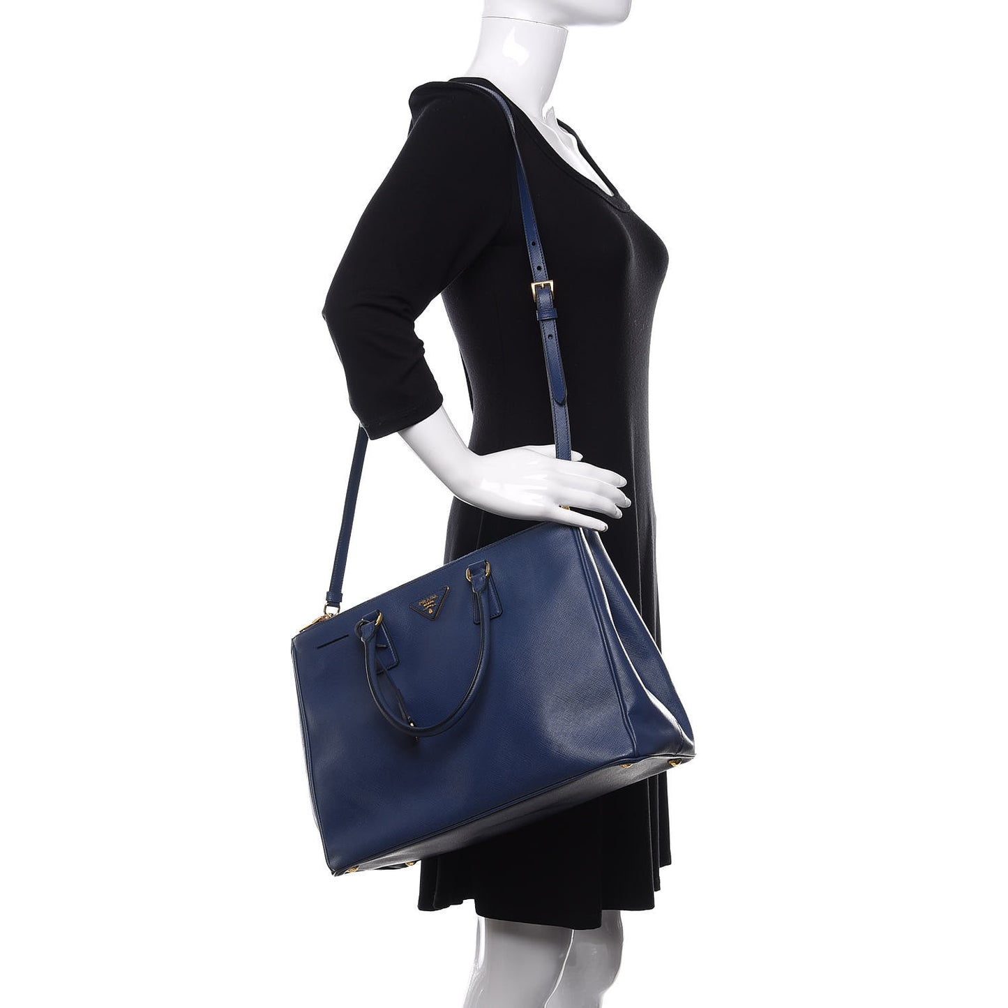 Saffiano Large Galleria Double Zip Tote Bluette