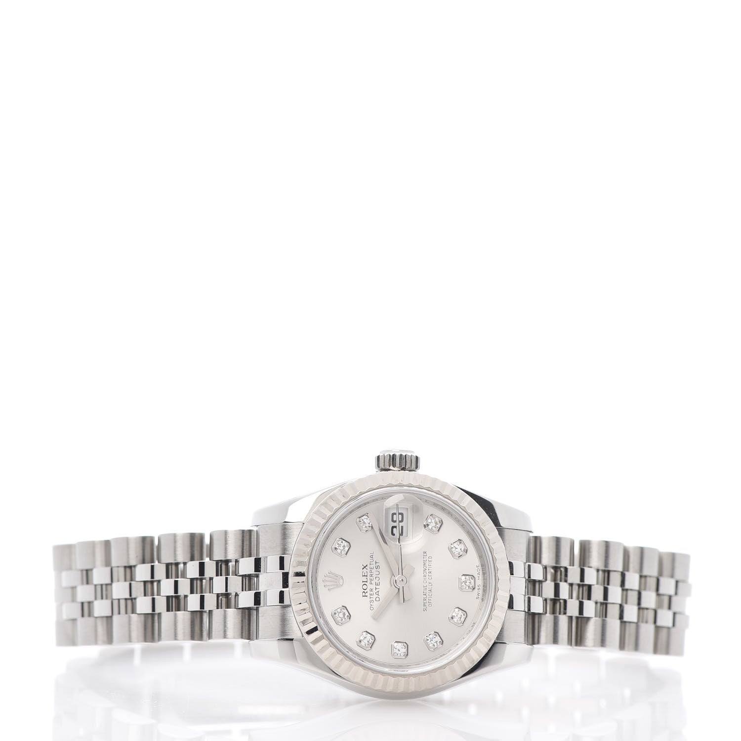 Rolex Stainless Steel 18K White Gold Diamond 26mm Oyster Perpetual Datejust Watch Silver 179174 3 of 5
