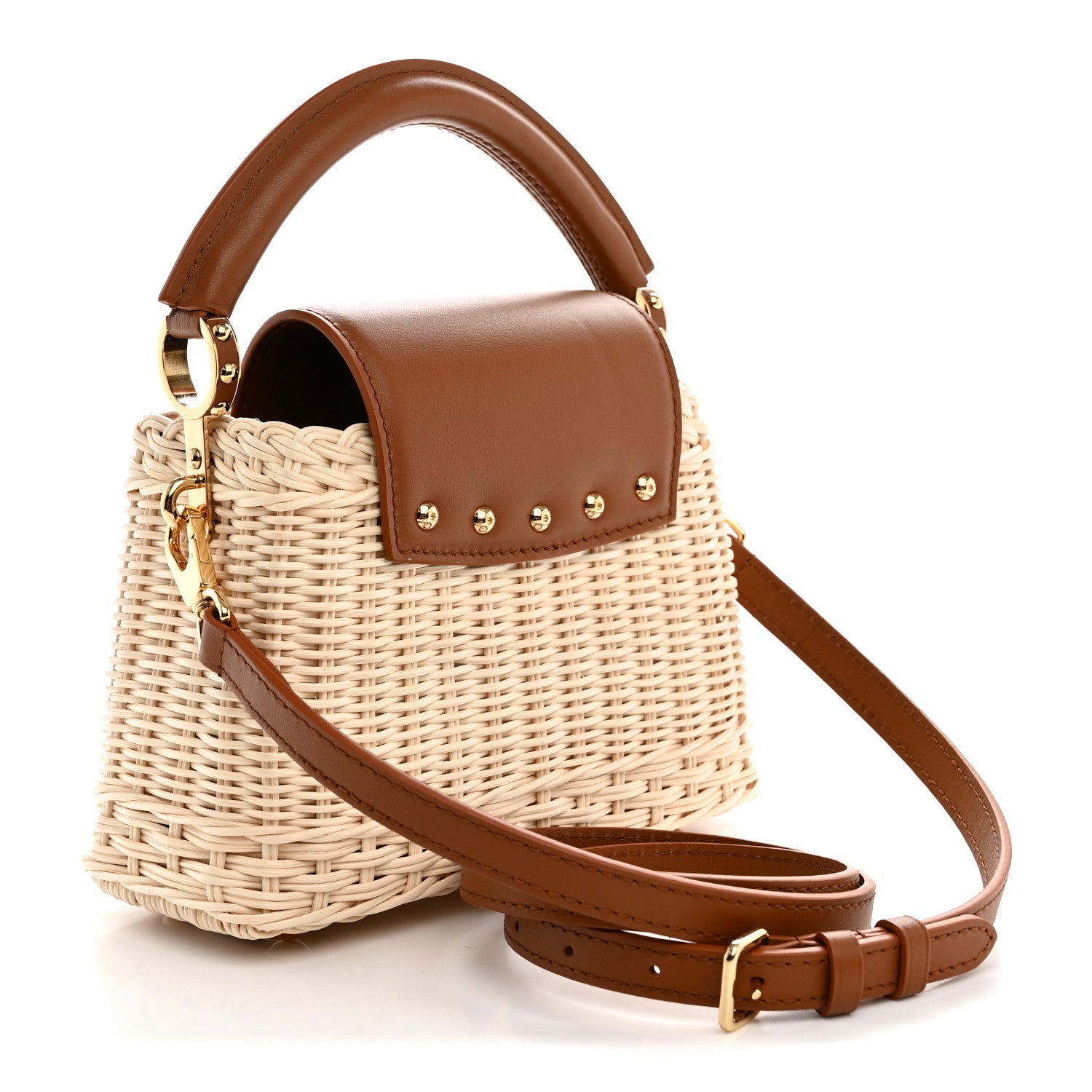 Louis Vuitton Rattan Calfskin Capucines Mini Brown 3 of 10