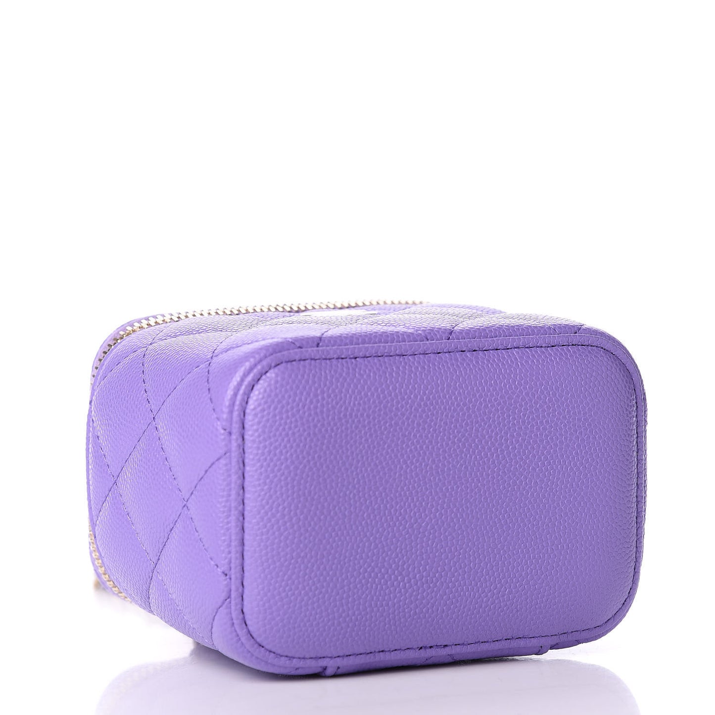 Caviar Quilted Mini Vanity Case With Chain Purple