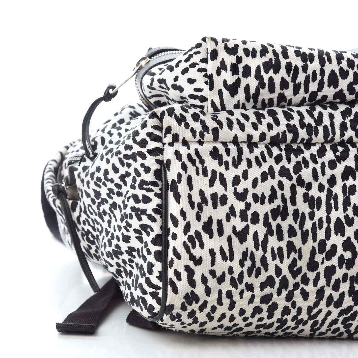 Printed Canvas Leopard Print Hunting Backpack White Black