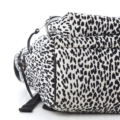 Saint Laurent Printed Canvas Leopard Print Hunting Backpack White Black 7 of 8