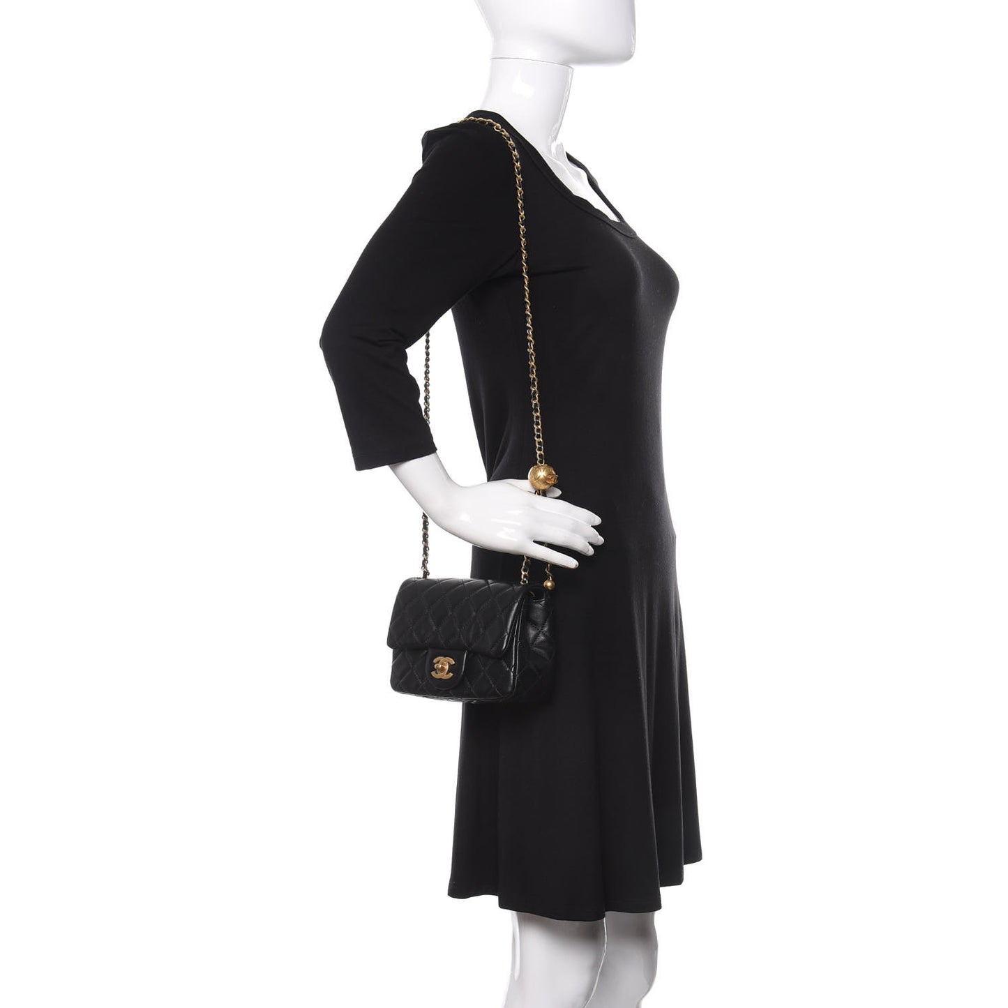 Lambskin Quilted Mini Pearl Crush Flap Black