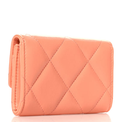 Chanel Lambskin Quilted Chanel 19 Flap Card Holder Light Orange 3 of 9