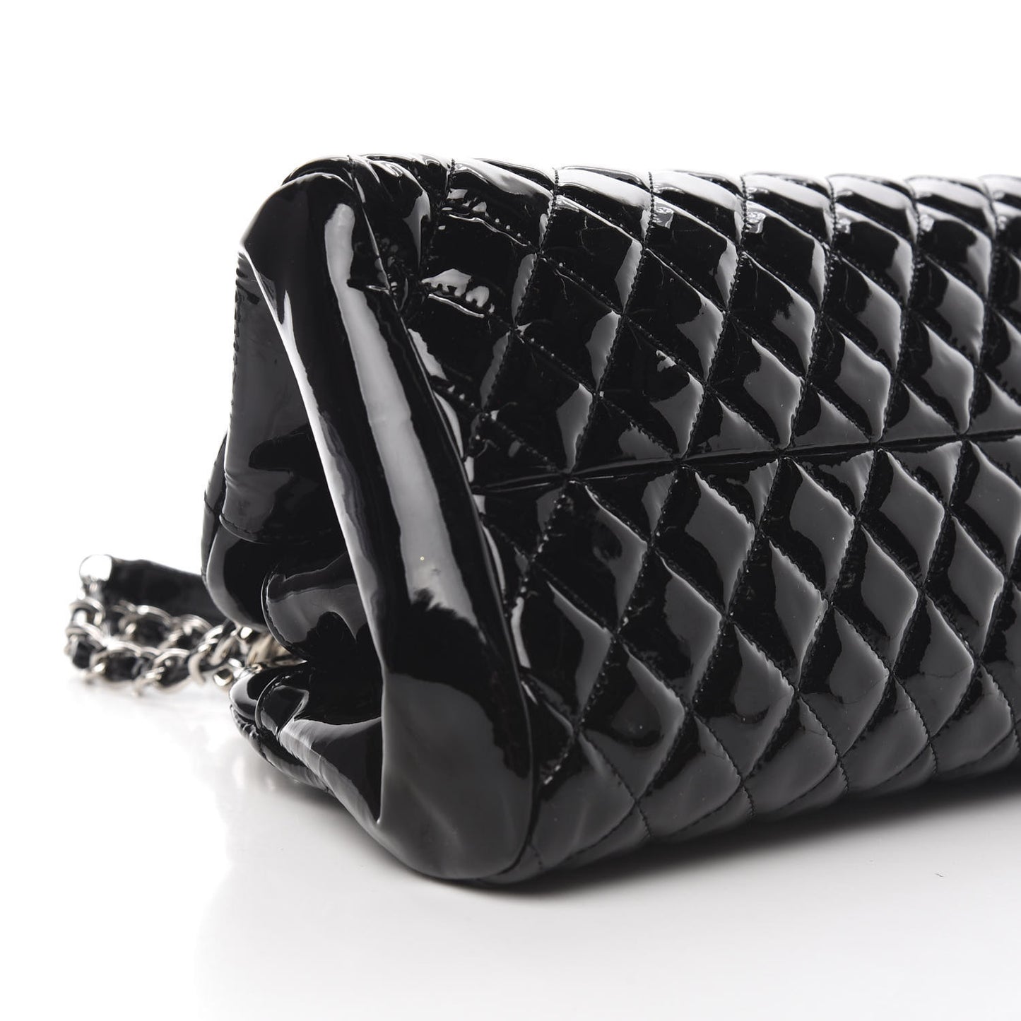 Patent Quilted Medium Just Mademoiselle Bowling Bag Black