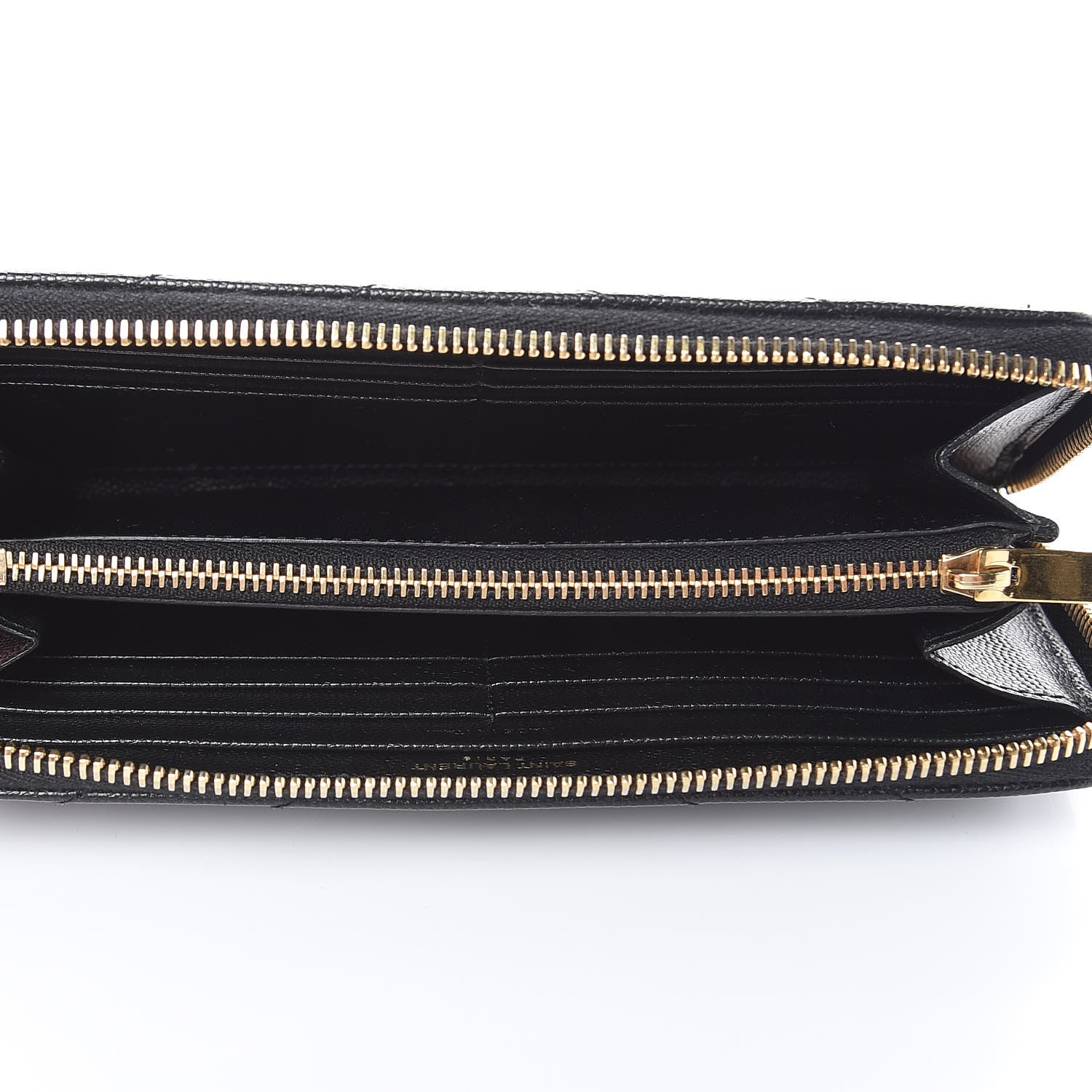 Saint Laurent Grain De Poudre Matelasse Chevron Monogram Zip Around Wallet Black 5 of 9