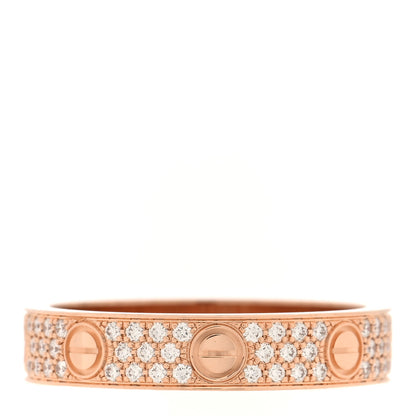 Cartier 18K Pink Gold Diamond 4mm LOVE Wedding Paved Band Ring 52 6 3 of 5