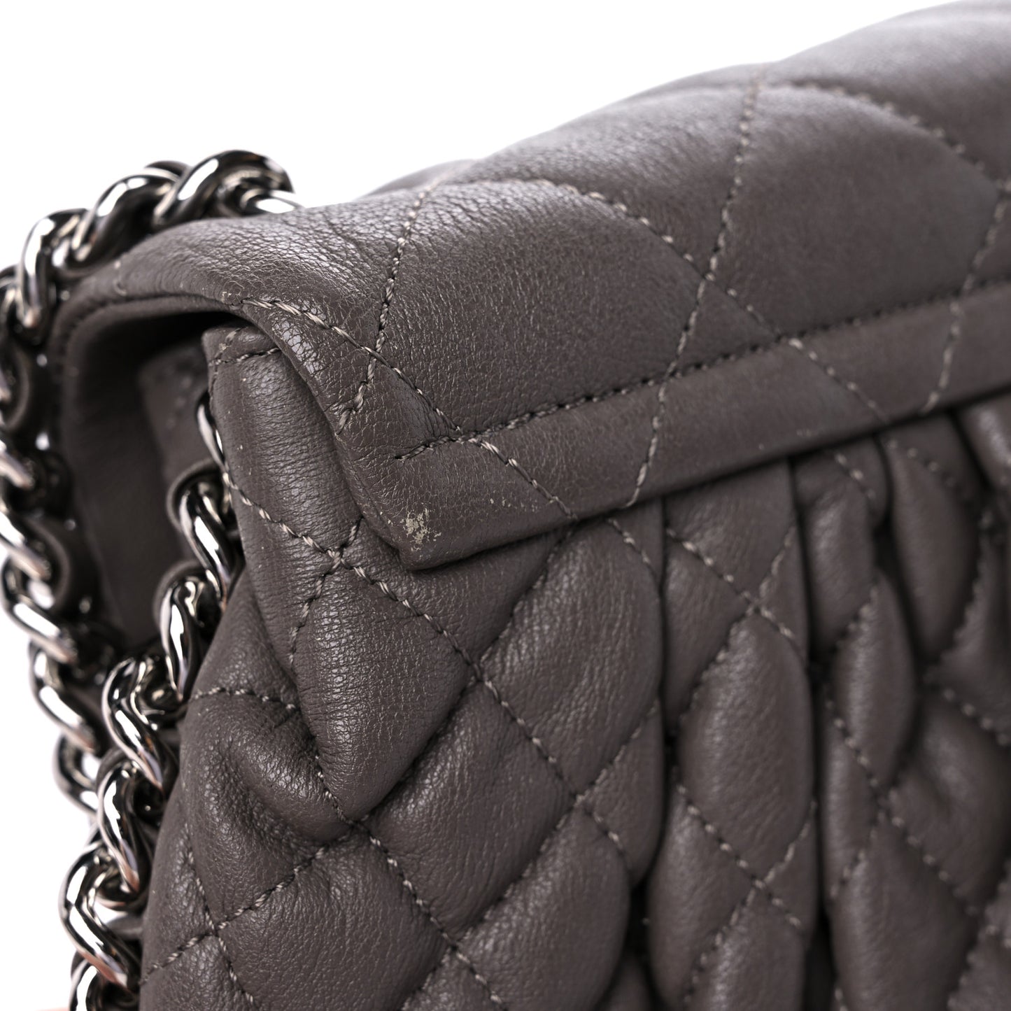 Washed Lambskin Quilted Mini Chain Around Flap Taupe