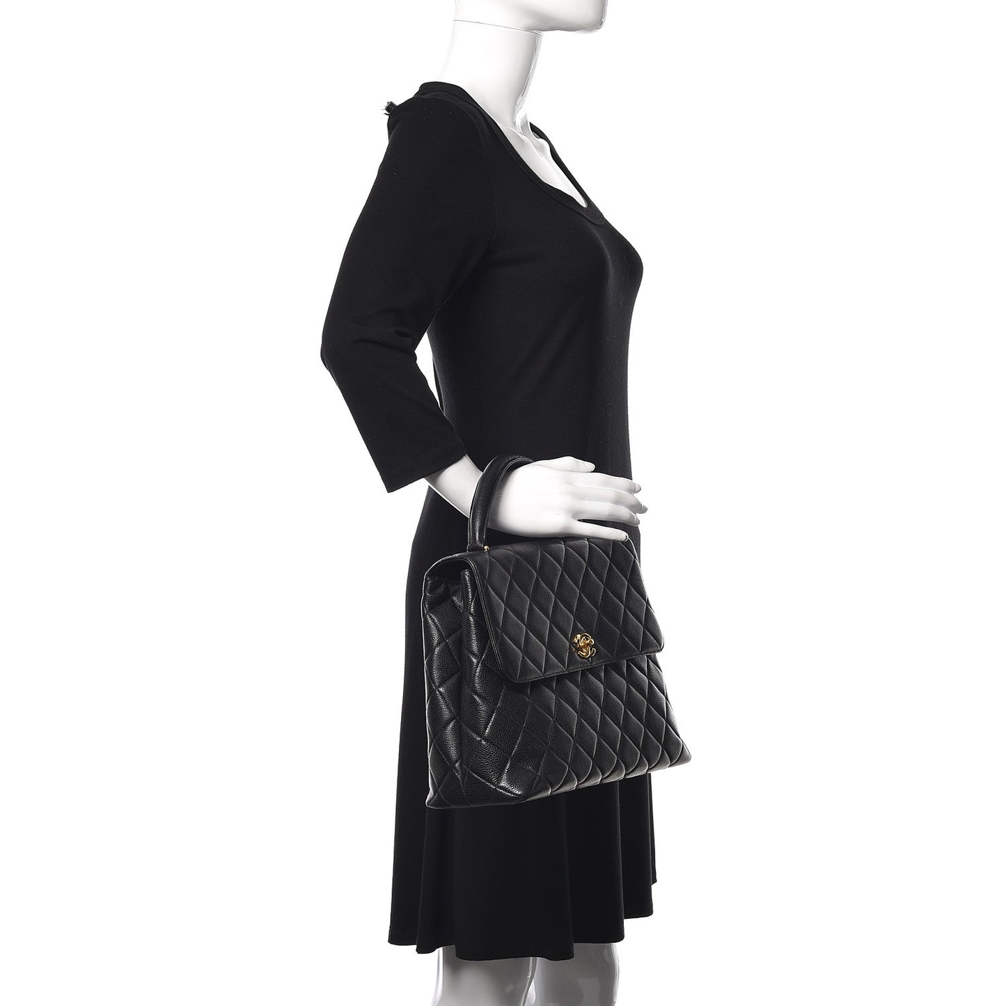 Caviar Quilted Jumbo Kelly Flap Black