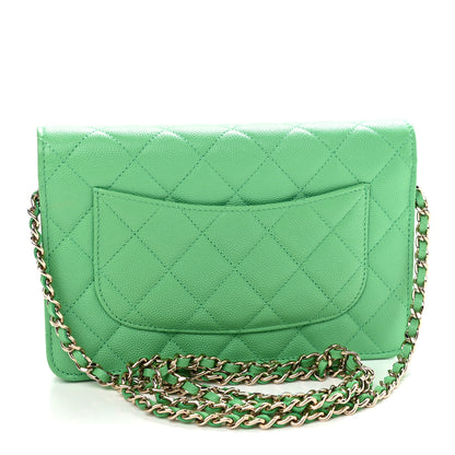 Chanel Caviar Quilted Wallet On Chain WOC Light Green 2 of 10