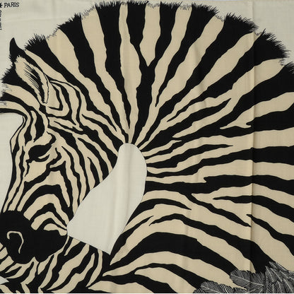 Hermes Cashmere Silk Zebra Pegasus Shawl 140 White Black Naturel 1 of 6