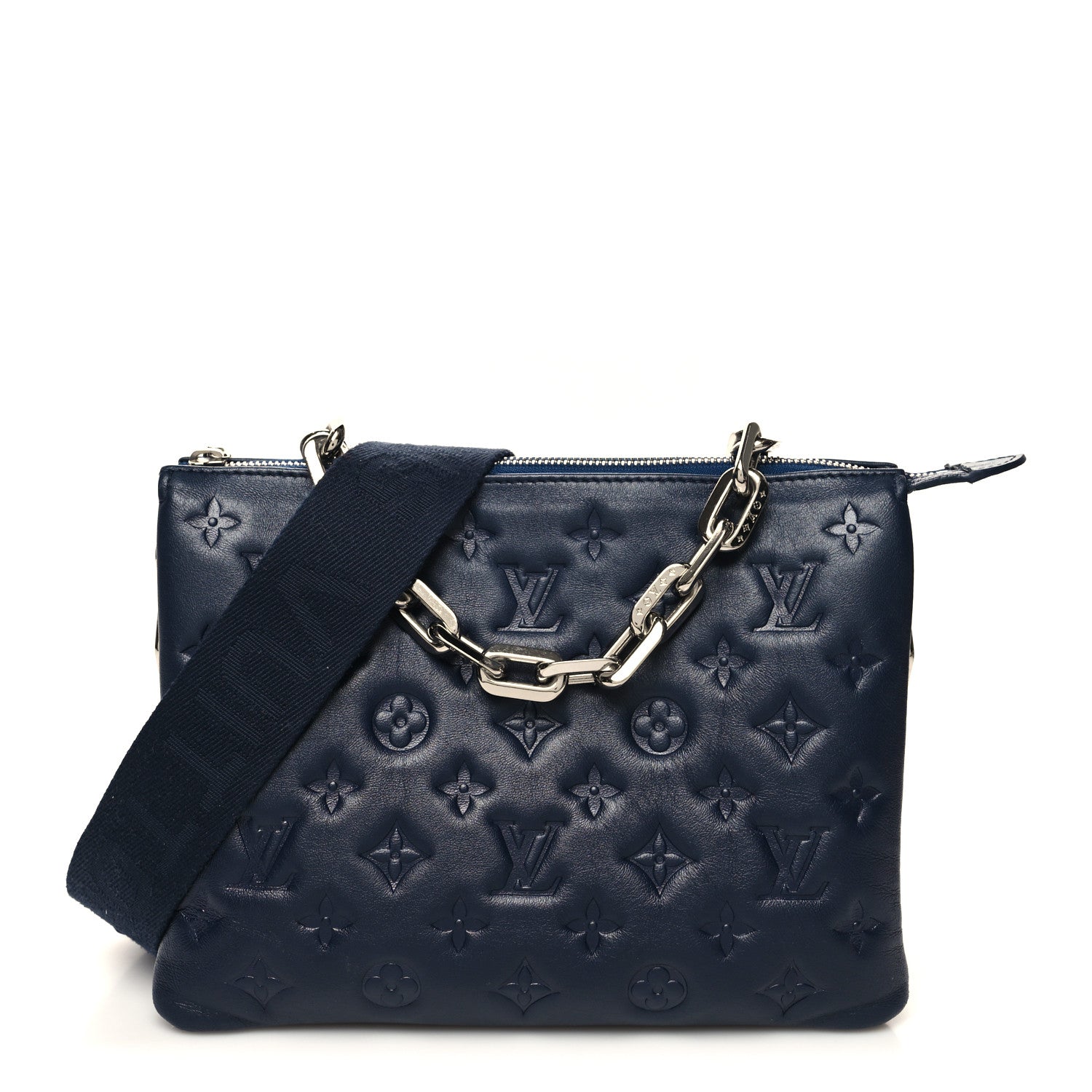 Louis Vuitton Lambskin Embossed Monogram Coussin PM Navy 1 of 11