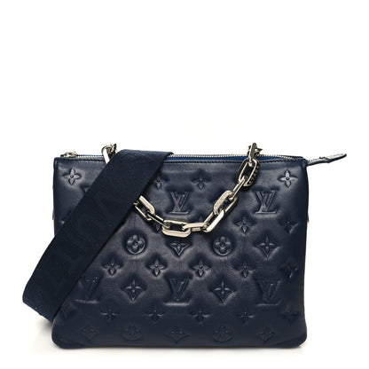 Louis Vuitton Lambskin Embossed Monogram Coussin PM Navy 1 of 11