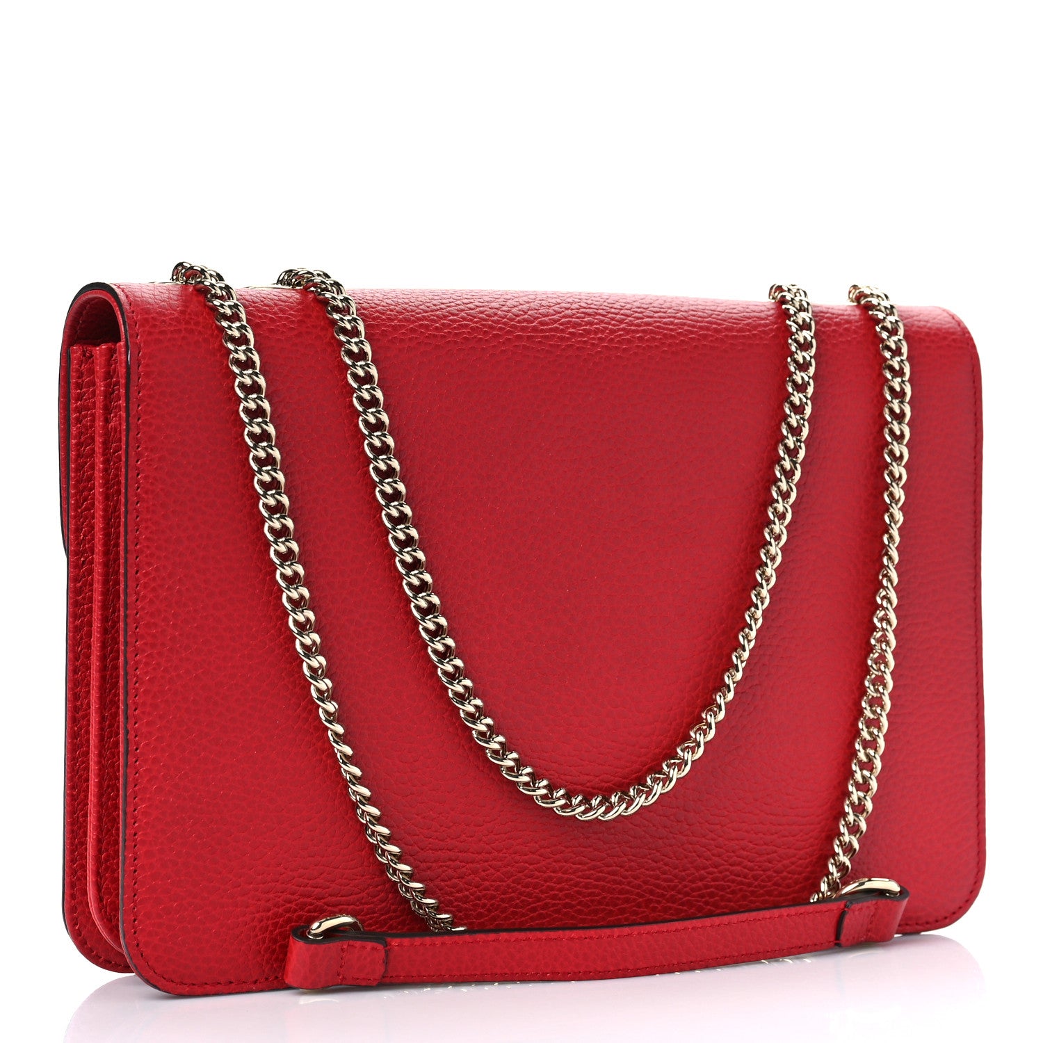 Gucci Dollar Calfskin Interlocking G Shoulder Bag Red 3 of 9