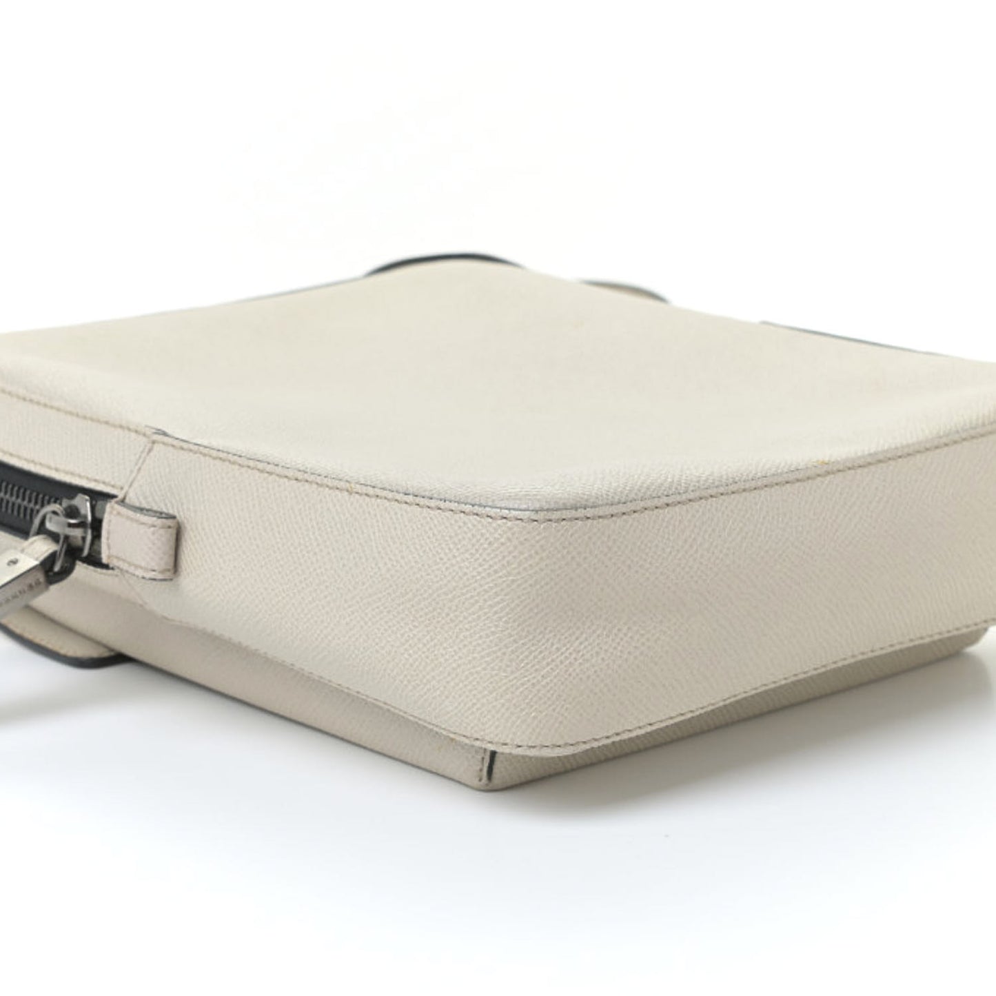 Grained Calfskin Crossbody Bag White