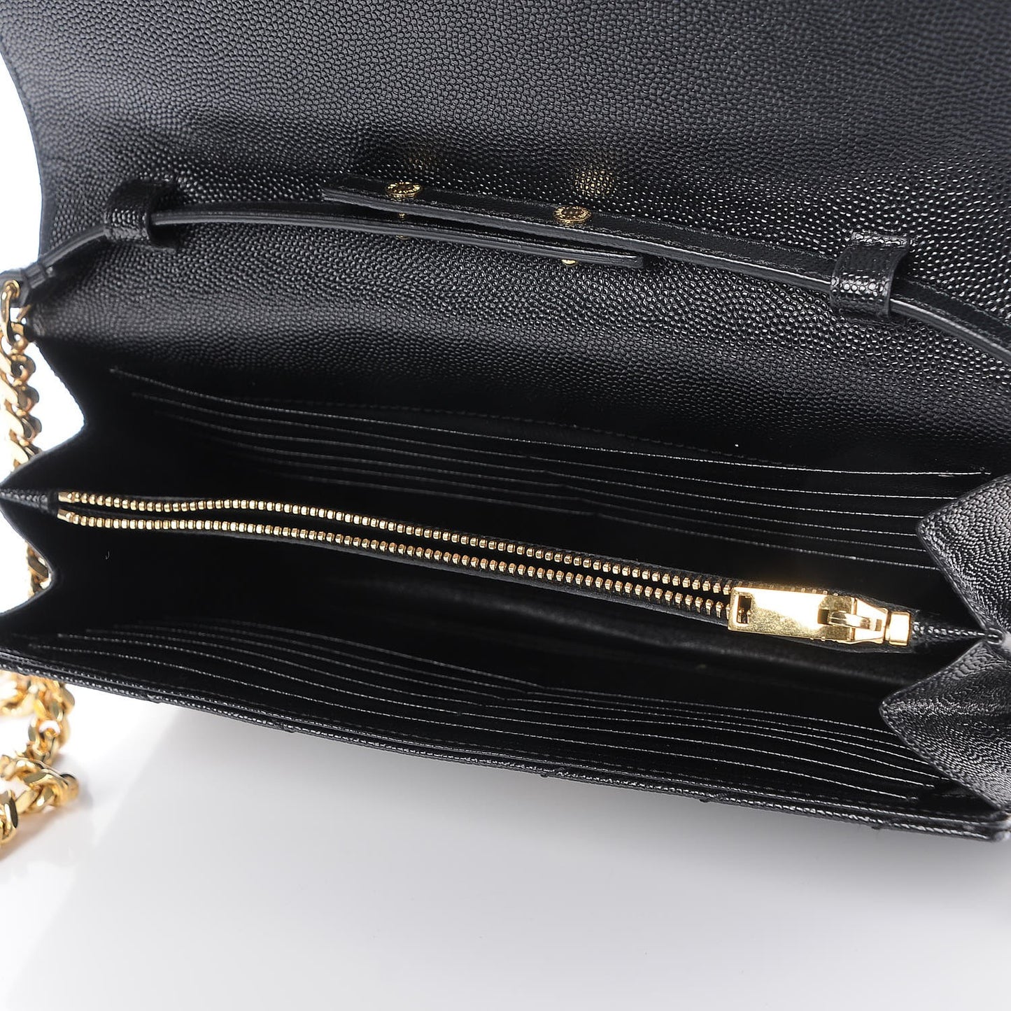 Grain De Poudre Matelasse Chevron Monogram Chain Wallet Black