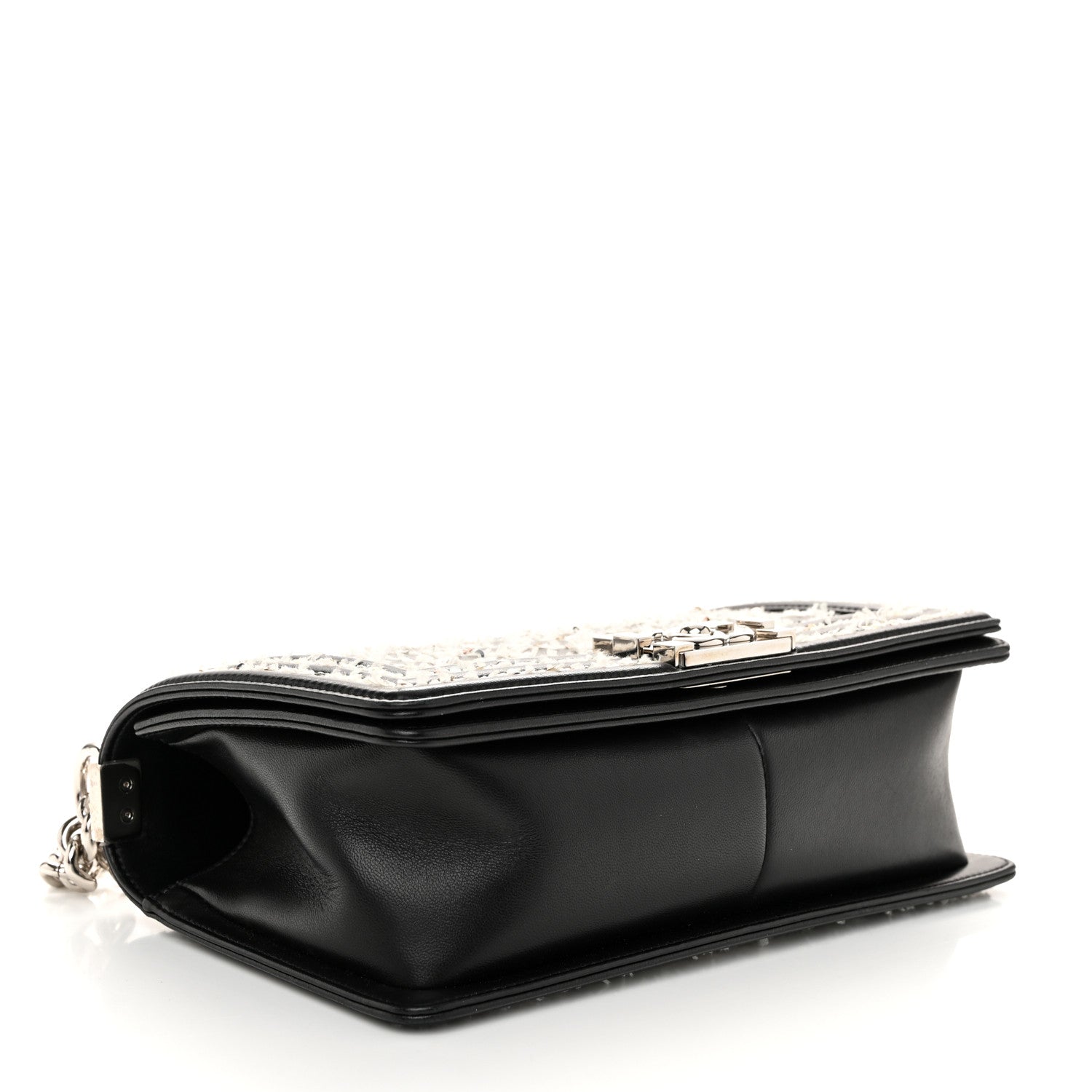 Chanel Lambskin Sequin Embroidered Medium Boy Flap Black White 4 of 11