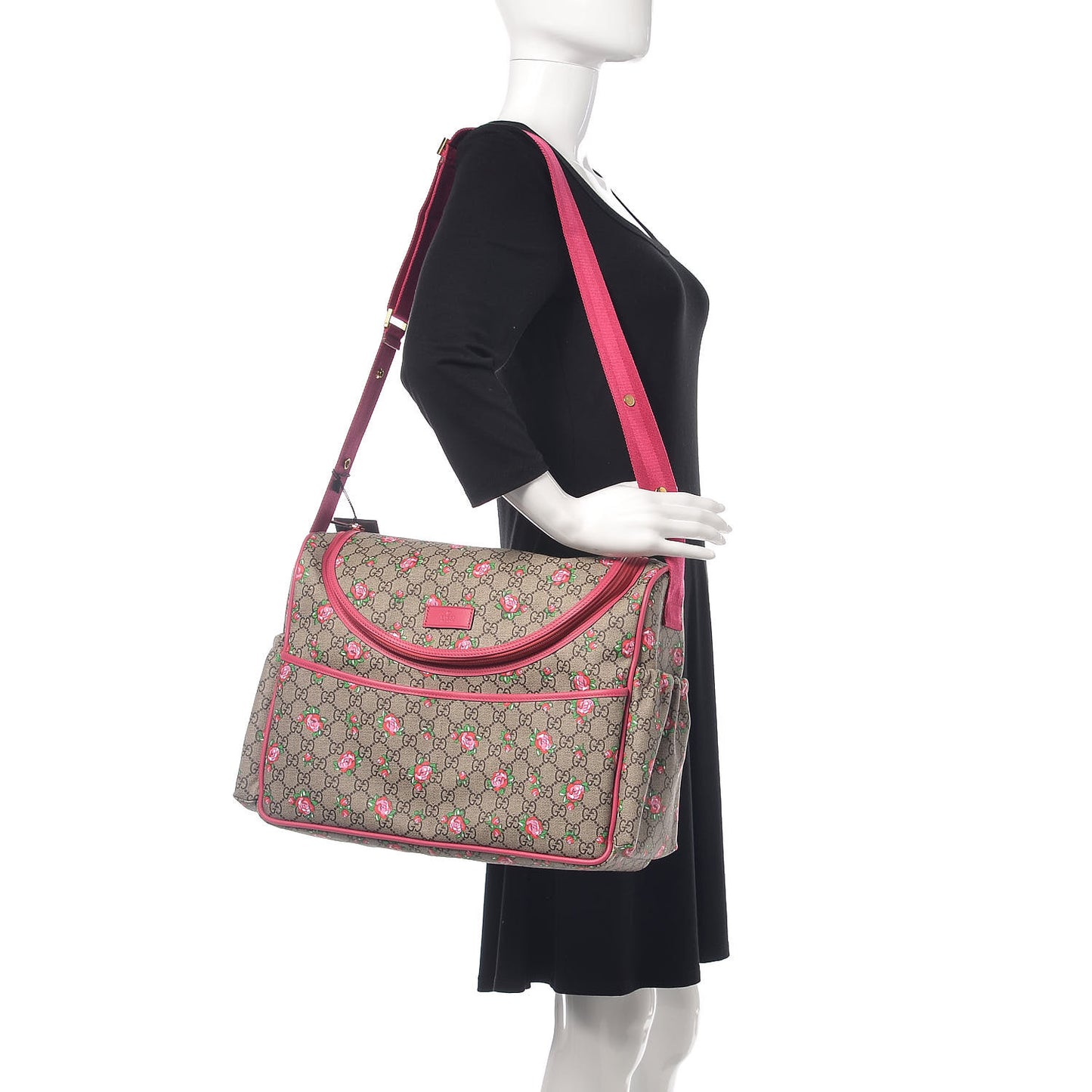 GG Supreme Monogram Rose Bud Diaper Bag Pink
