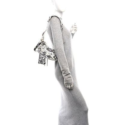 Balenciaga Agneau Arena Graffiti Le Cagole Shoulder Bag XS White Black 3 of 19