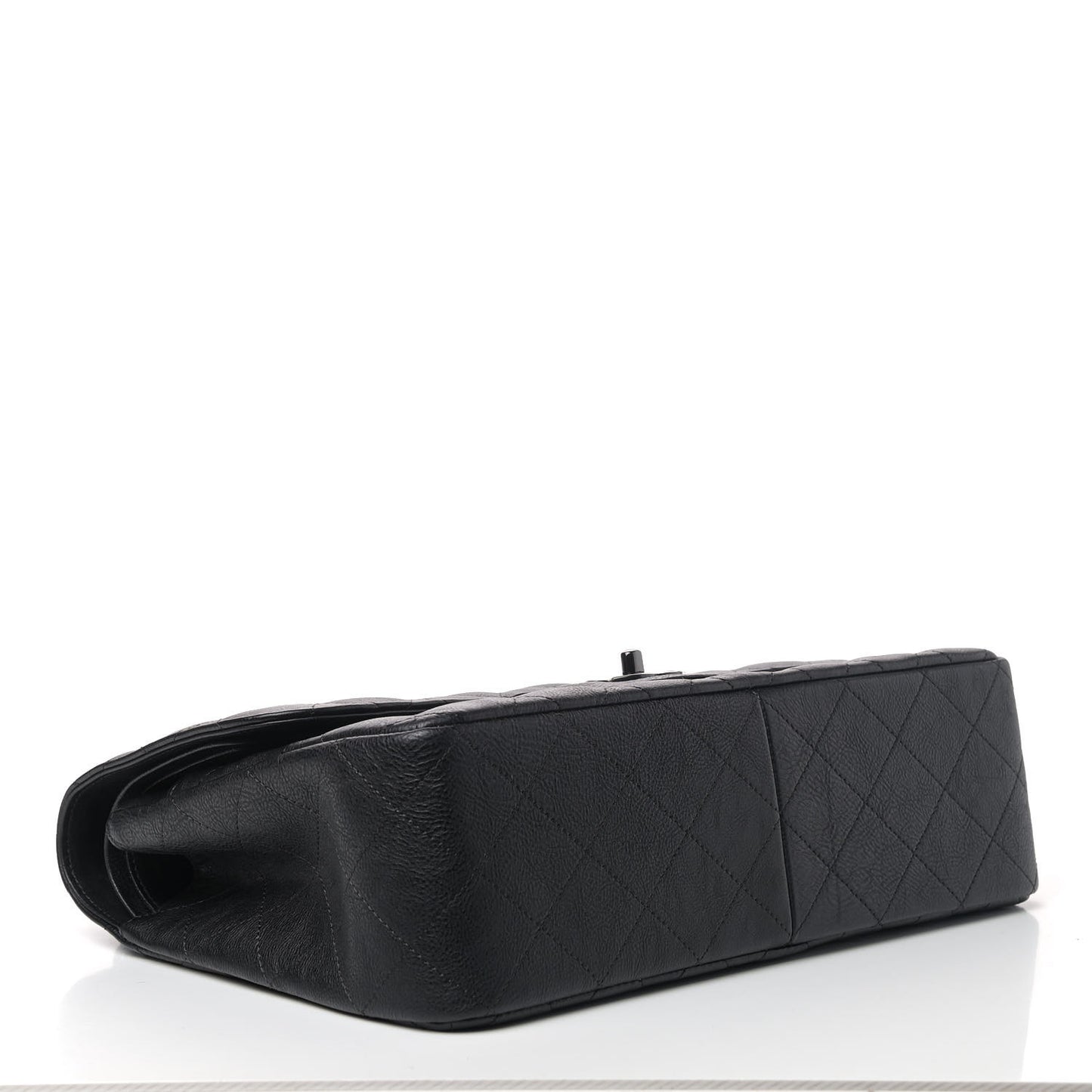 Crumpled Calfskin Quilted Jumbo Double Flap So Black