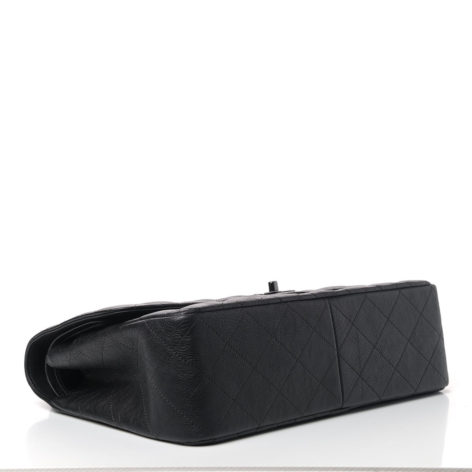 Chanel Crumpled Calfskin Quilted Jumbo Double Flap So Black 3 of 7