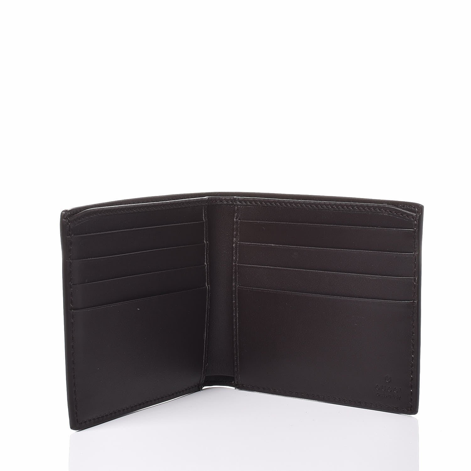 Gucci GG Supreme Monogram Selleria Calfskin Web New Web Bi-Fold Wallet Beige Ebony Cocoa 5 of 7