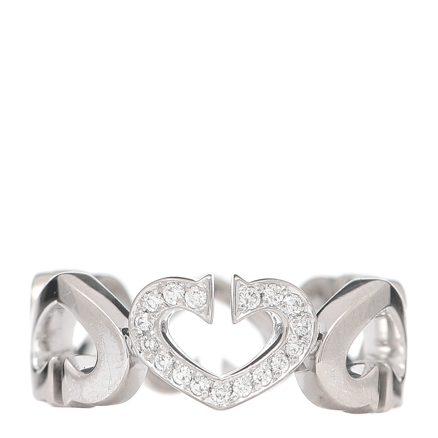 18K White Gold Diamond Hearts and Symbols Ring 48 4.5