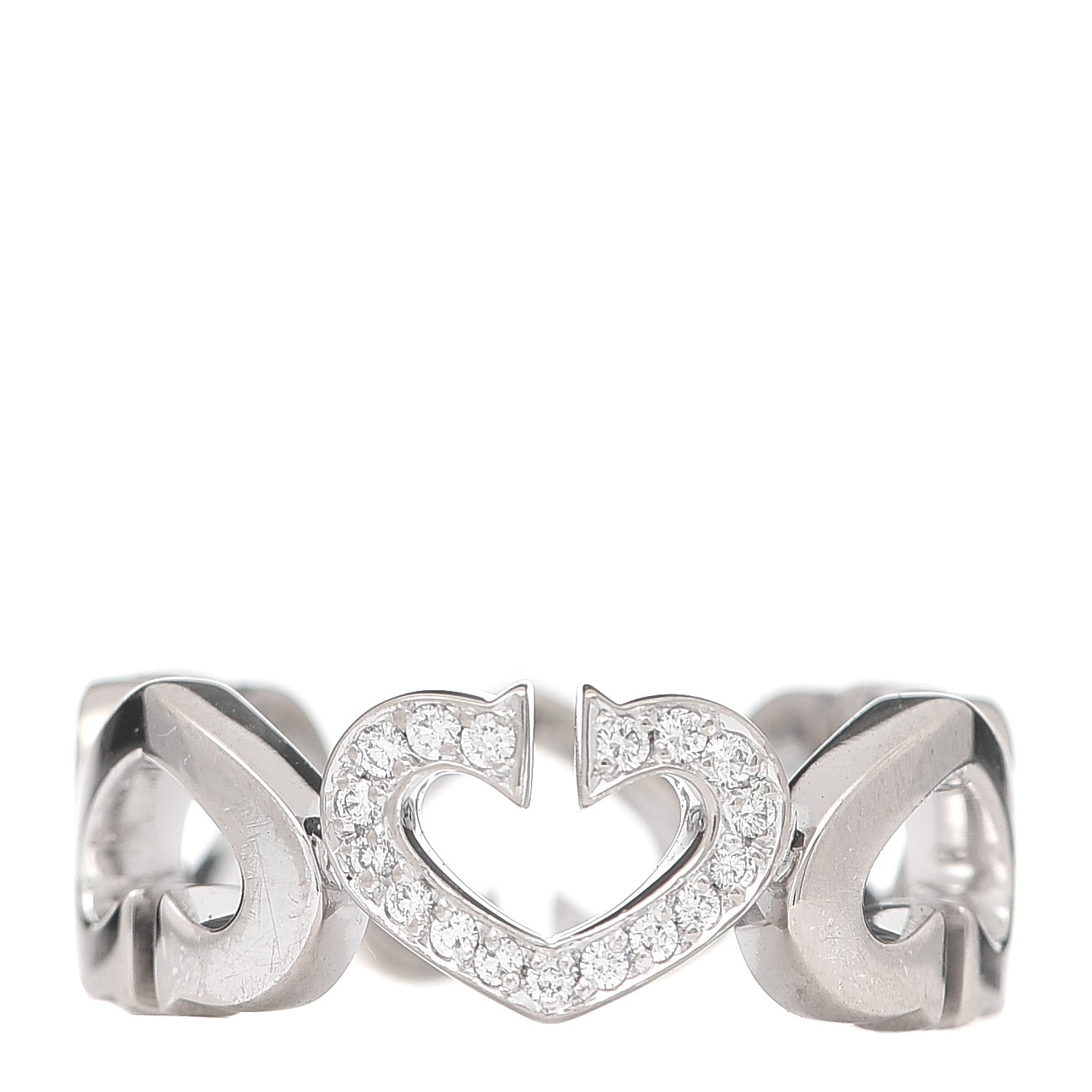Cartier 18K White Gold Diamond Hearts and Symbols Ring 48 4.5 1 of 5