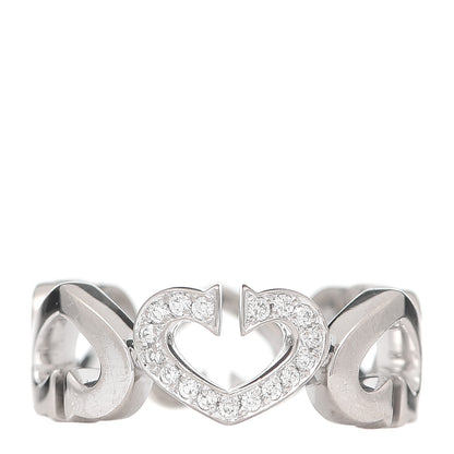 Cartier 18K White Gold Diamond Hearts and Symbols Ring 48 4.5 1 of 5