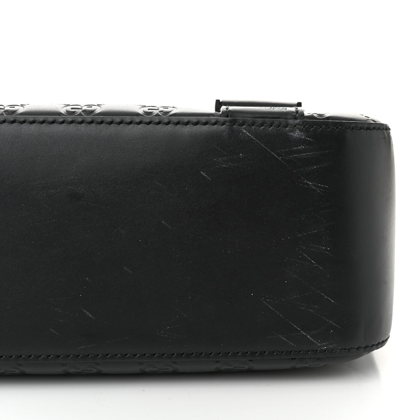 Guccissima Signature Medium Double Buckle Flap Messenger Bag Black