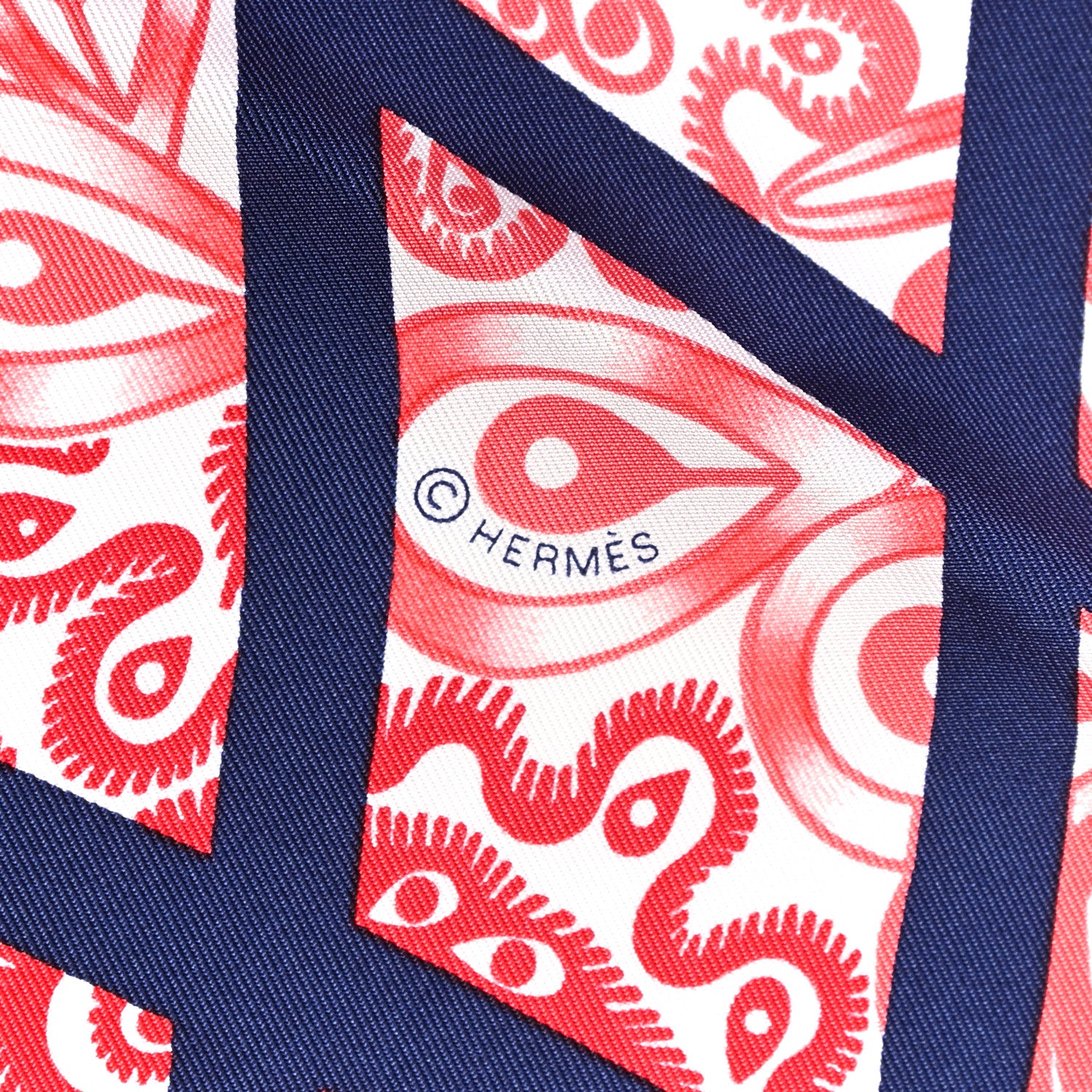 Hermes Silk Reverie Solitaire Scarf 90 Marine Rose Vif White 3 of 6
