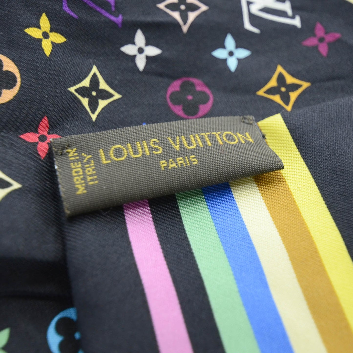 Silk Monogram Multicolor Bandeau Black