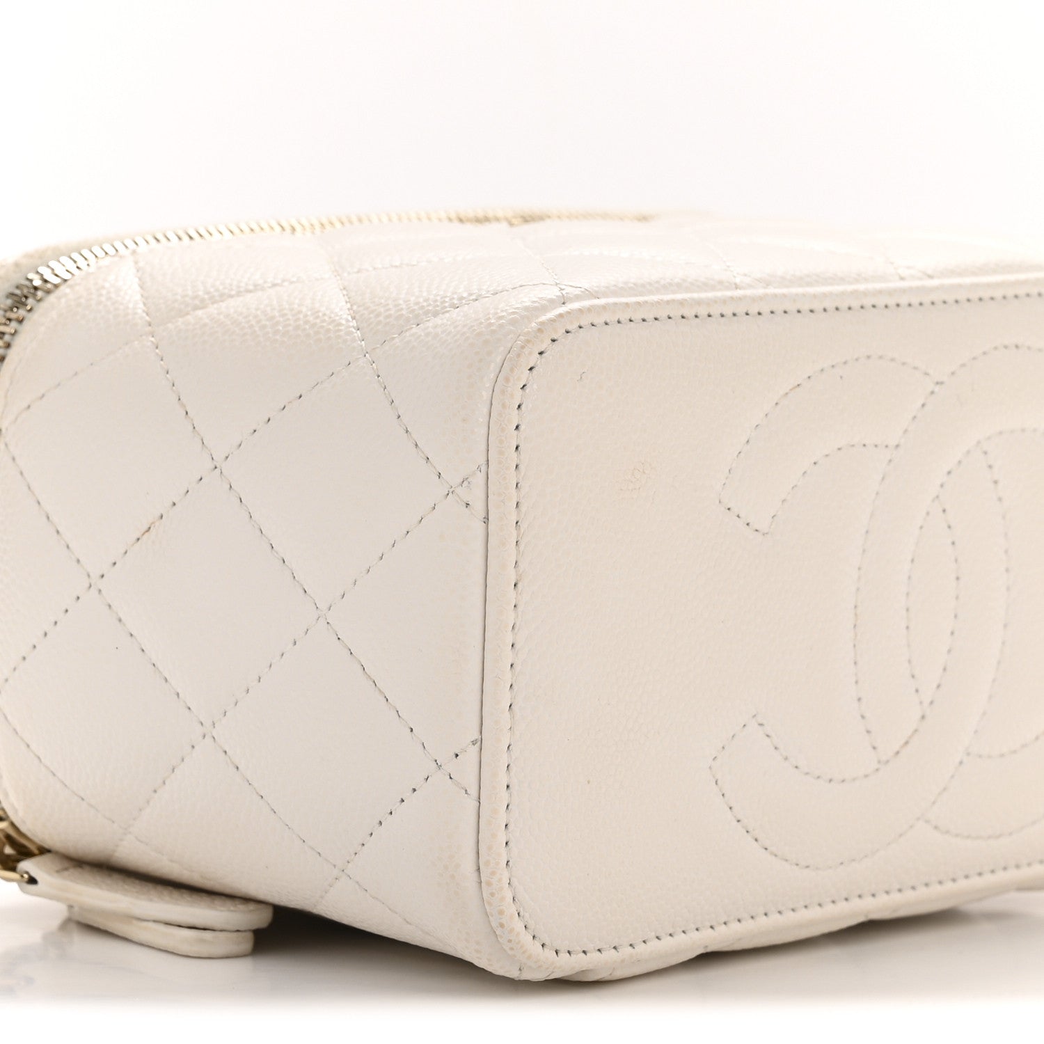 Chanel Caviar Quilted Small Vanity Case With Chain White 9 of 13