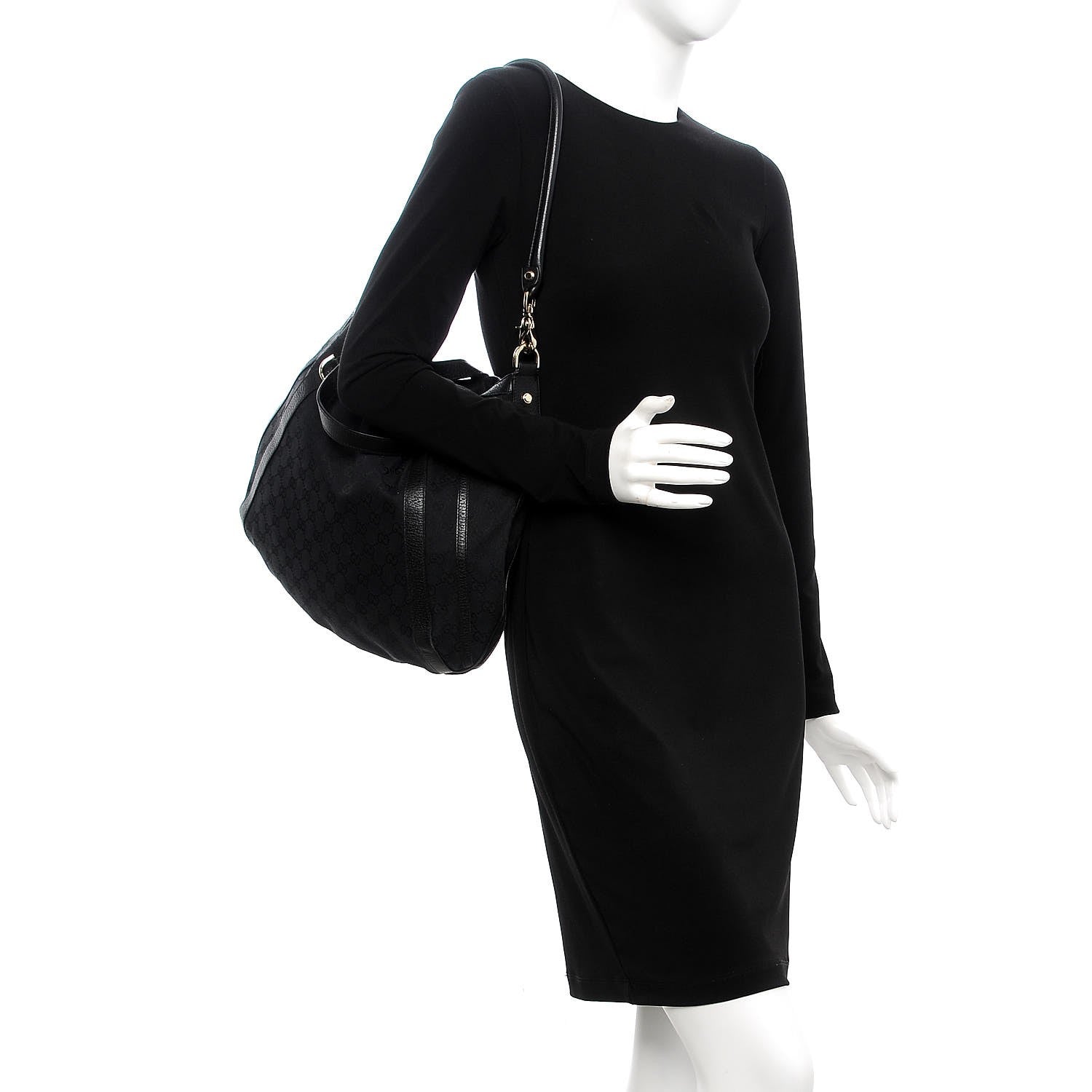 Gucci Monogram Medium Abbey Convertible Tote Black 3 of 9