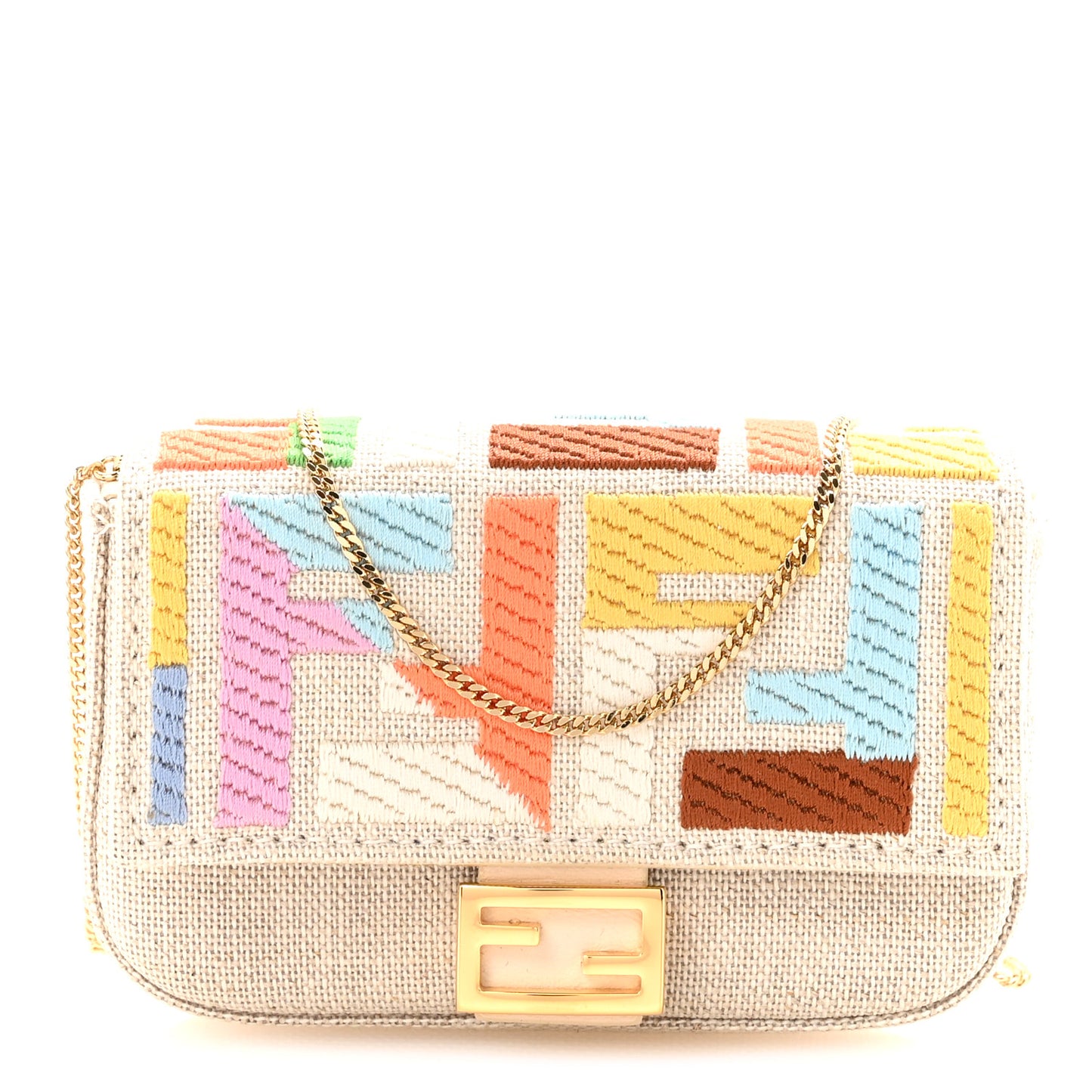 Kuban Canvas FF Embroidered Nano Baguette Charm Grezzo Multicolor