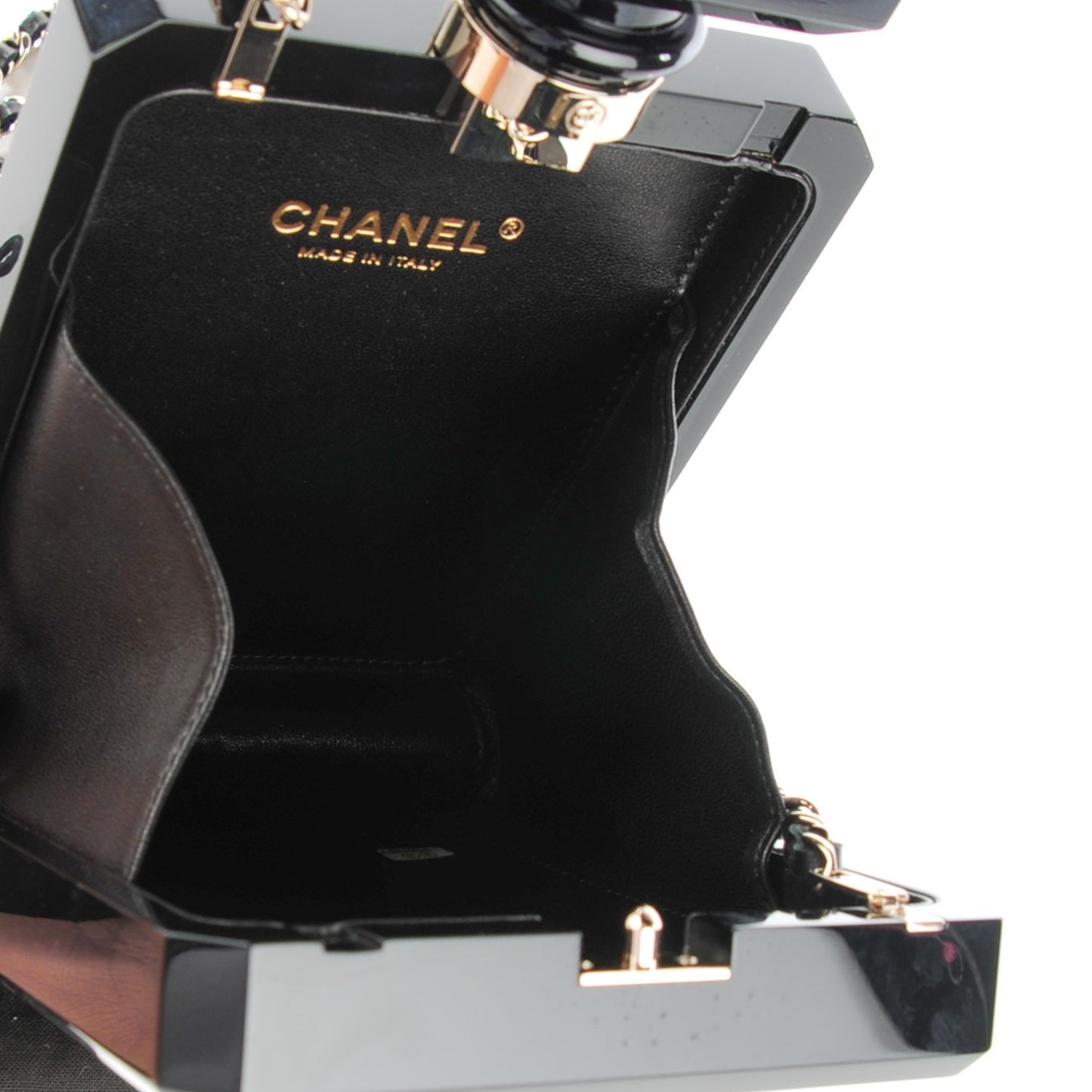 Plexiglass Perfume Bottle Clutch Black