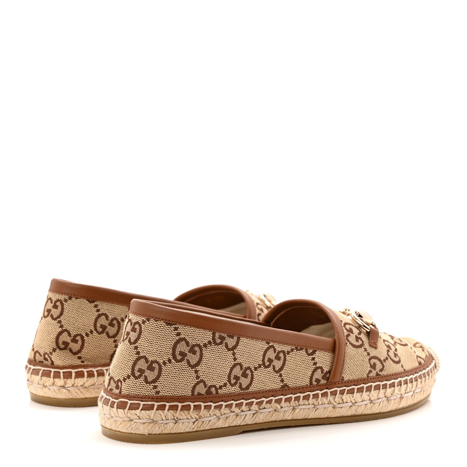 Gucci GG Supreme Monogram Horsebit Espadrilles 36 Camel Ebony Sundial 5 of 10