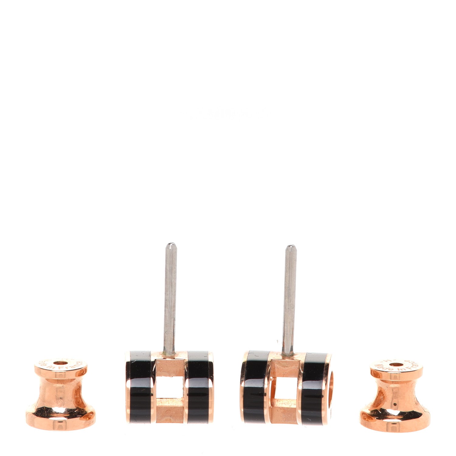 Hermes Rose Gold Lacquered Mini Pop H Earrings Black 3 of 6