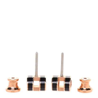 Hermes Rose Gold Lacquered Mini Pop H Earrings Black 3 of 6