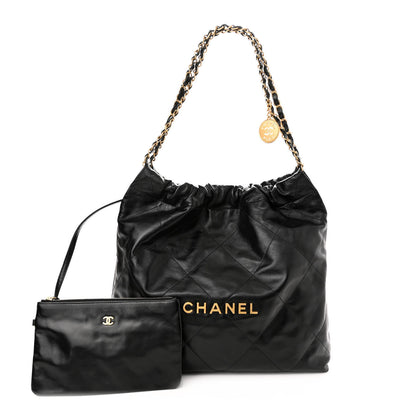 Chanel Shiny Calfskin Quilted Chanel 22 Black 1 of 11