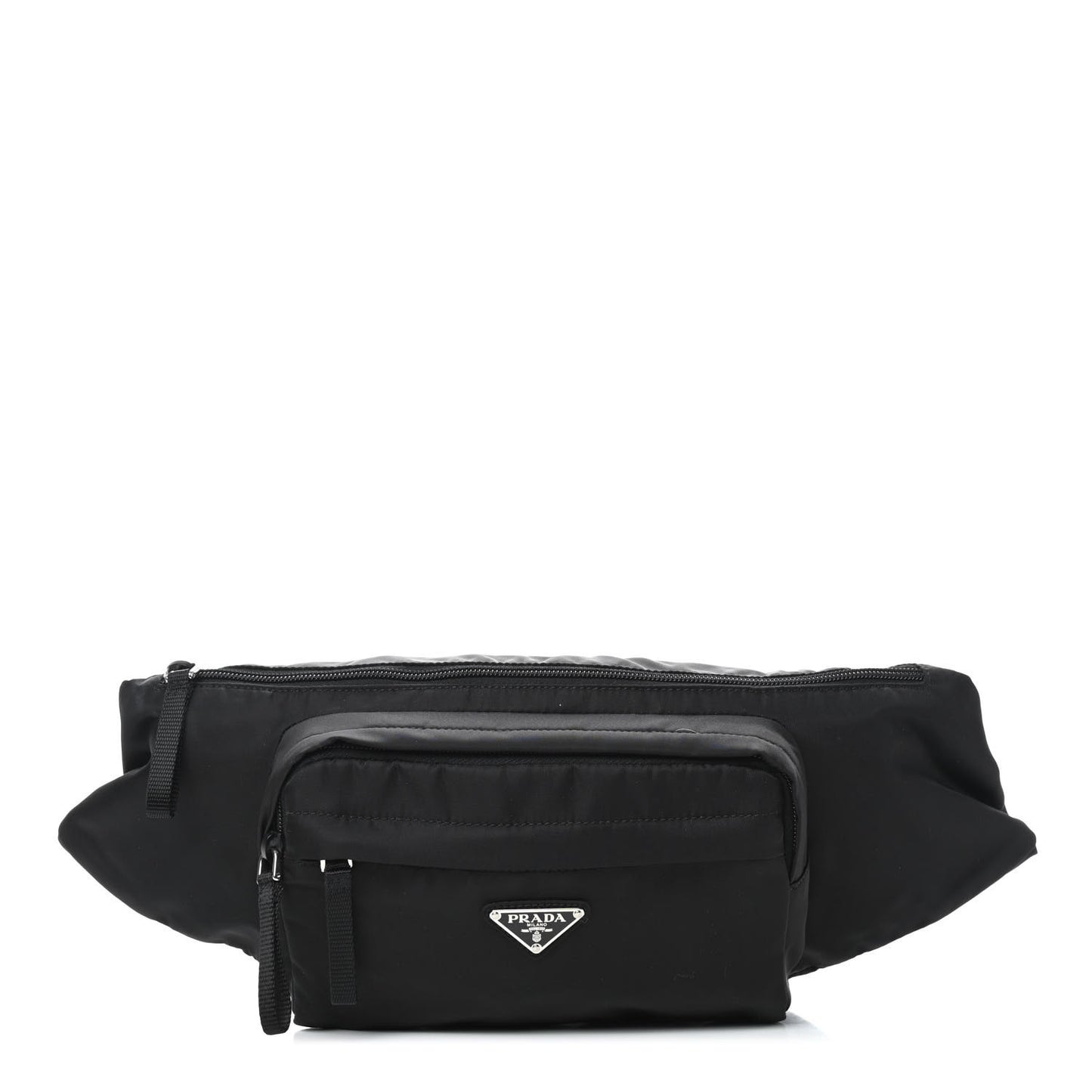 Tessuto Nylon Double Pocket Belt Bag Black