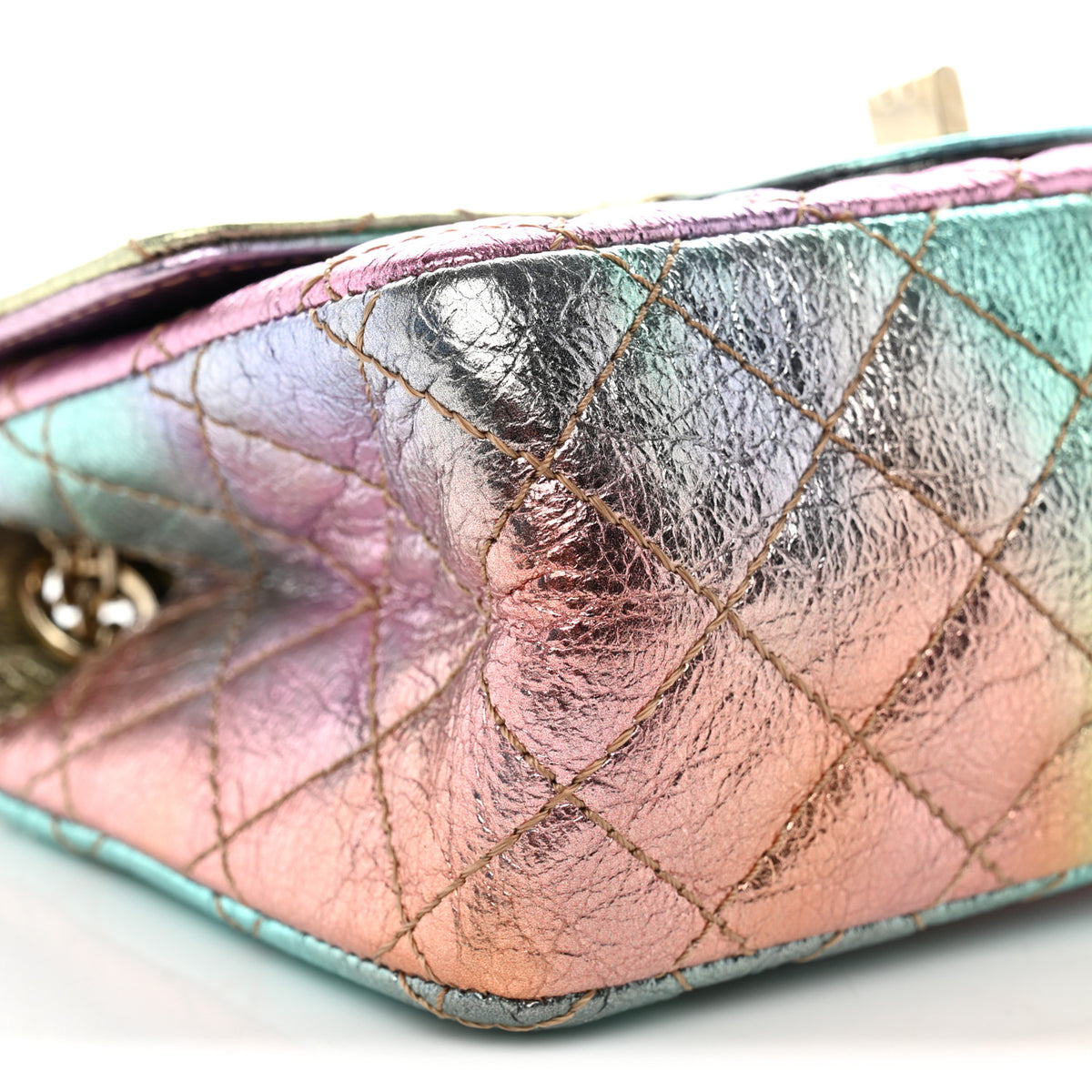 Metallic Goatskin Quilted Mini 2.55 Reissue Flap Multicolor